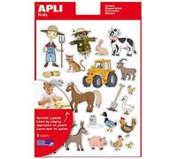 Gomets tematici La Granja - 69 Gomets in 3 follies - Illustrazioni educative di animali e oggetti della fattoria - adesivo remo NEW