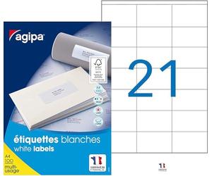 Apli Agipa - Scatola Etichette Adesive Bianche, Multiuso Angoli Dritti - Certificato FSC - Antiinceppamento - 70 x 42 mm - 2100 Etichette 119009