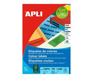 Apli APLI 12065 - Etichette bianche riciclate permanenti, 105 adesivi permanenti, 100 pezzi, colore: Verde