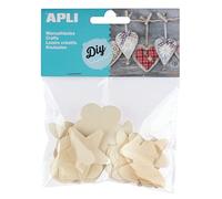 APLI - Borsa a Forma di Legno Fiore, Cuore, Stella e Farfalla, 24 Pezzi