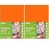 Apli - Cartoncini Colorati Set da 50 Pezzi, A4, Arancione (Confezione da 2)