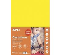 Apli - Cartoncini Colorati Set da 50 Pezzi, A4, Giallo (Fluorescente)