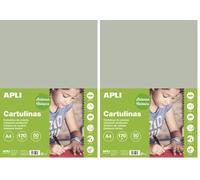 Apli - Cartoncini Colorati Set da 50 Pezzi, A4, Grigio (Confezione da 2)