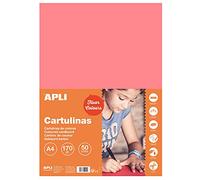 Apli - Cartoncini Colorati Set da 50 Pezzi, A4, Rosa (Fluo)
