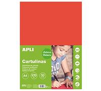 Apli - Cartoncini Colorati Set da 50 Pezzi, A4, Rosso