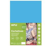 APLI Cartoncini Colorati Set da 50 Pezzi, Blu Medio, A4