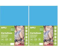 APLI Cartoncini Colorati Set da 50 Pezzi, Blu Medio, A4 (Confezione da 2)