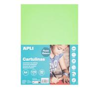 APLI Cartoncini Colorati Set da 50 Pezzi, Cartone, Verde Ameraldo, A4