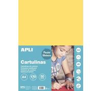 APLI Cartoncini Colorati Set da 50 Pezzi, Giallo Chiaro, A4