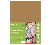 APLI Cartoncini Colorati Set da 50 Pezzi, Nocciola, A4