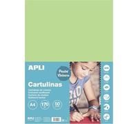 APLI Cartoncini Colorati Set da 50 Pezzi, Verde Chiaro, A4