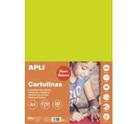 APLI Cartoncini Colorati Set da 50 Pezzi, Verde Fluor, A4