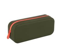 APLI 19914 - Astuccio scolastico in silicone bicolore kaki e arancione, resistente all'acqua, design rettangolare moderno e versatile, collezione neon, dimensioni 75 x 185 x 55 mm