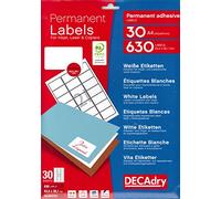 Apli DECAdry - Etichette multiuso, 63,5 x 38,1 mm, confezione da 630, colore: Bianco