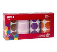 APLI Kids 102411- Set 4 rotoli di gomme, Colore marrone, Rosa, Lilla e Arancione, Ø 33 mm (102411)