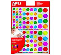 APLI Kids 13529 - Sacchetti gommati, multicolore, rotondi, colori metallizzati, 6 fogli - Confezione da 624 gomets