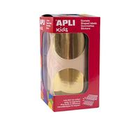 APLI Kids 18483 - Rotolo di 354 gommini rotondi Ø45 mm metallizzati oro, adesivo permanente
