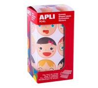 APLI Kids 18771 - Rotolo di 360 gommini rotondi con facce emozioni Ø33 mm, adesivo removibile