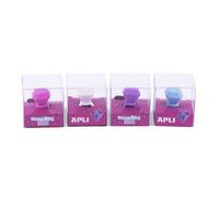 Apli Kids 18980-Confezione di 4 gomme da cancellare per bambini a forma di anello: blu, rosa, lilla e bianco (18980)