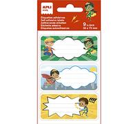 Apli Kids 19019 - Etichette scolastiche Super Heroes per identificare libri e oggetti - 3 motivi diversi 9 etichette