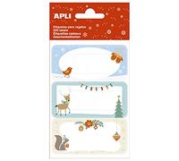 APLI Kids 19020 - Etichette natalizie per decorare regali, scoiattoli, 3 fogli da 9 pezzi