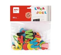 APLI Kids 19370 - Borsa da 52 lettere magnetiche in EVA colori assortiti, set per bambini alfabeto magnetico, 52 magneti in schiuma EVA