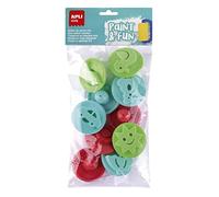 APLI Kids 19413 Timbri in Gomma Eva con Manico in Plastica, 10 Forme Assortite. Misura 55 Mm di Diametro.