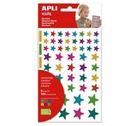 APLI Kids 19453 - Adesivi con stelle multicolore, 6 fogli di gommini a forma di stelle, in colori e dimensioni assortite, adesivi con adesivo rimovibile