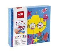 APLI Kids 19694 - Set di gommini geometrici di varie forme in scatola di cartone Modello Trasporti - Set di adesivi per completare le illustrazioni