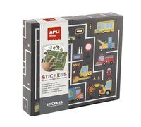 APLI Kids 19695 - Set di gommini labirinti, Sticker game di gomets geometrici di varie forme in scatola di cartone modello Labirinti - Set di adesivi per completare le illustrazioni
