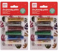 APLI Kids 20069 - Glitter metallizzati biodegradabili, ideali per costumi e artigianato - 6 barattoli (Confezione da 2)