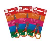 APLI Kids 20596- Confezione di 3 forbici da scuola da 13 cm con punta arrotondata | manico ergonomico bicolore e lame in acciaio inossidabile per bambini +4 anni