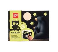 APLI Kids 20680 - Set di adesivi Glow in the Dark Orso | Gomets luminescenti, 8 fogli da completare e guida a colori, si illuminano al buio, +3 anni