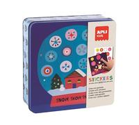 APLI Kids 19245-Set di Adesivi con Forme in Scatola Metallica Modello Natale-Set di gomme a Tema per completare Le Illustrazioni, Colore Natalizio, 19245