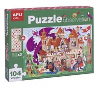 Apli Kids- Castillo Puzzle Osservazione, 104 Pezzi, Multicolore, 17916