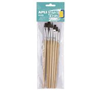 Apli Kids Paint & Fun - Pennelli in Legno Assortiti, Confezione da 6, Marrone