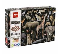 APLI Kids- Puzzle 200 Pezzi degli Animali della Savana a Rischio di estinzione, Multicolore, 19697