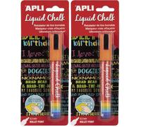 APLI - Liquid Chalk, Pennarelli a gesso liquido, cancellabili, punta rotonda da 5,5 mm, colore arancione, 1 pezzo (Confezione da 2)