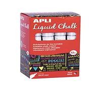 Apli - Liquid Chalk, Pennarelli a gesso liquido, cancellabili, punta rotonda da 5,5 mm, colore argento, 12 pezzi