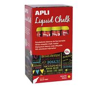 Apli - Liquid Chalk, Pennarelli a gesso liquido, cancellabili, punta rotonda da 5,5 mm, colore giallo, 12 pezzi
