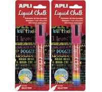 APLI - Liquid Chalk, Pennarelli a gesso liquido, cancellabili, punta rotonda da 5,5 mm, colore rosa (fucsia), 1 pezzo (Confezione da 2)