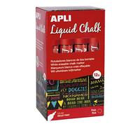 APLI - Liquid Chalk, Pennarelli a gesso liquido, cancellabili, punta rotonda da 5,5 mm, colore rosso, 12 pezzi