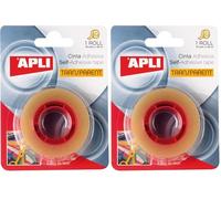 APLI - Nastro adesivo trasparente in blister, 19 m x 33 mm (Confezione da 2)