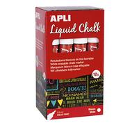 APLI Pennarelli Gesso Liquido Cancellabile - Per Lavagne e Vetri - 5,5 mm - Bianco - 12 pezzi