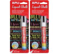 APLI Pennarello gesso liquido, con punta a proiettile da 5,5 mm, colore: bianco (Confezione da 2)