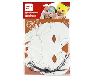 APLI Pochette 6 Masques Animaux a colorier 6 Modeles Assortis