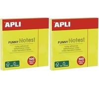 APLI Spartito riutilizzabile autoadesivo 75 mm x 75 mm - Neon/Giallo (Confezione da 2)