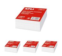 APLI - Tassello per appunti incollato 80 x 80 mm bianco (Confezione da 4)