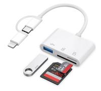 Aplimln Lettore di schede SD per iPhone, iPad, lettore di schede SD USB C con slot per schede Micro SD e SD Dual e porta USB, adattatore per scheda di memoria fotografica