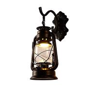 Aplique de pared de queroseno clásico retro E27 - Farol de bronce vintage con forma de caballo para uso interior y exterior (negro)